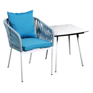 Conjunto de mesa de móveis para sala de jantar de vime de corda de alumínio com cadeiras fabricadas na China【I can-50089】